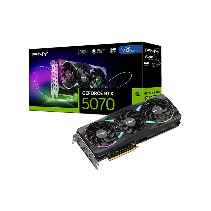 PLACA DE VIDEO PNY GEFORCE RTX 5070 EPIC X ARGB 12GB OC TRIPLE FAN GDDR7