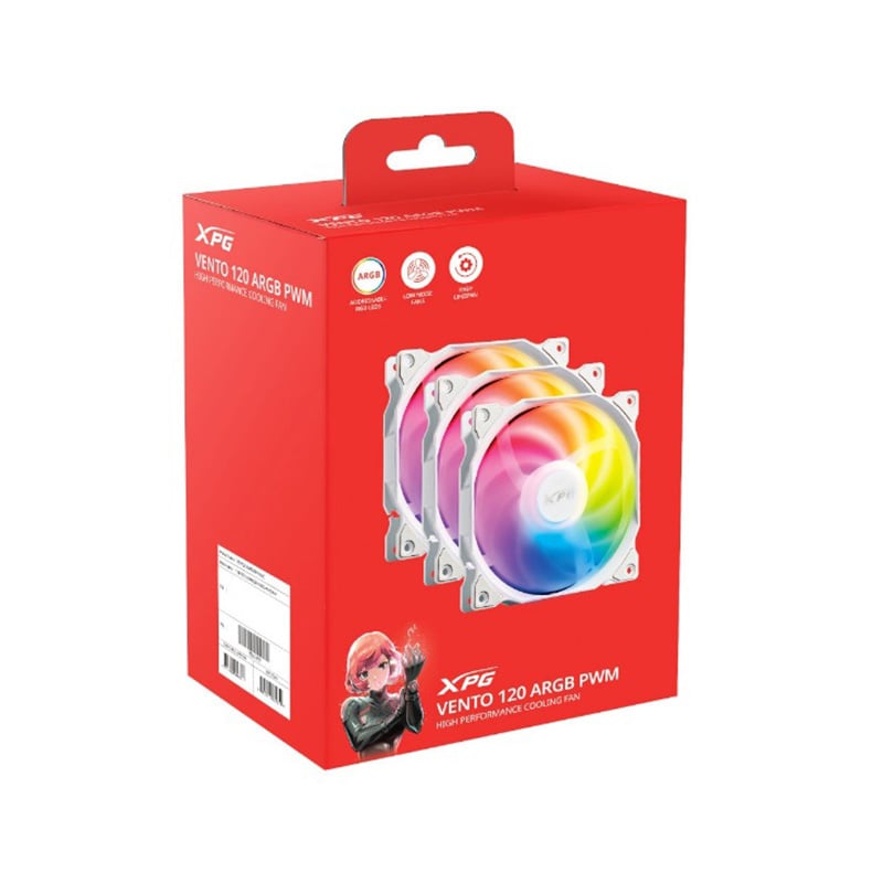 FAN COOLER ADATA XPG VENTO 120MM ARGB PACK X3 - WHITE