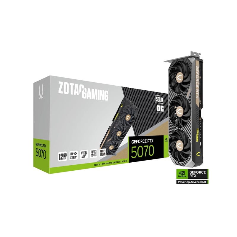 PLACA DE VIDEO ZOTAC NVIDIA GEFORCE RTX 5070 SOLID 12GB OC GDDR7