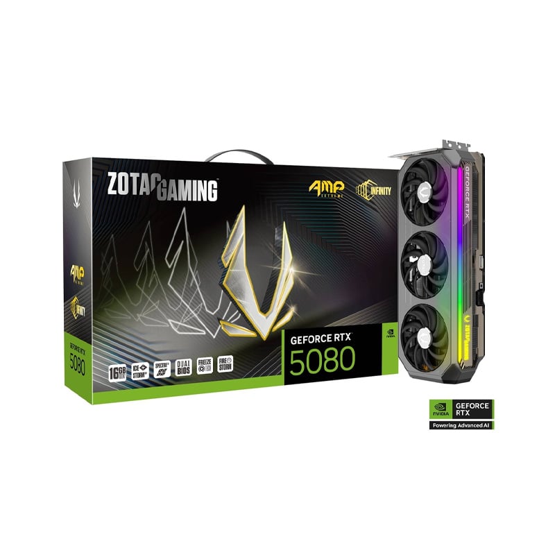 PLACA DE VIDEO ZOTAC NVIDIA GEFORCE RTX 5080 AMP EXTREME INFINITY 16GB GDDR7