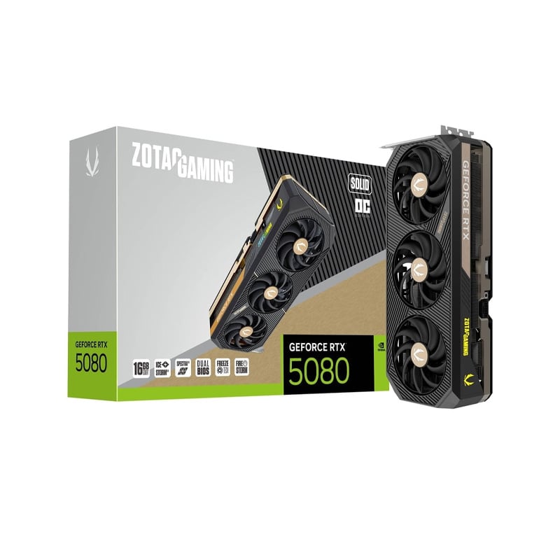 PLACA DE VIDEO ZOTAC NVIDIA GEFORCE RTX 5080 SOLID OC 16GB GDDR7