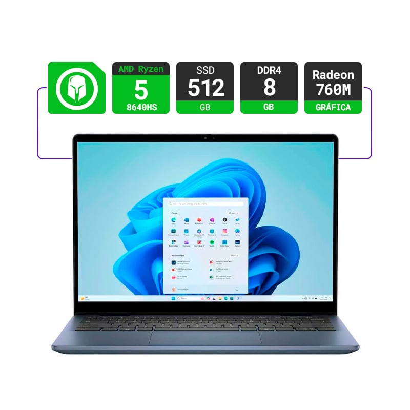 NOTEBOOK DELL INSPIRON 7445 2 EN 1 14" AMD RYZEN 5 8640HS 8GB RAM 512GB SSD FHD W11 - TOUCHSCREEN- B
